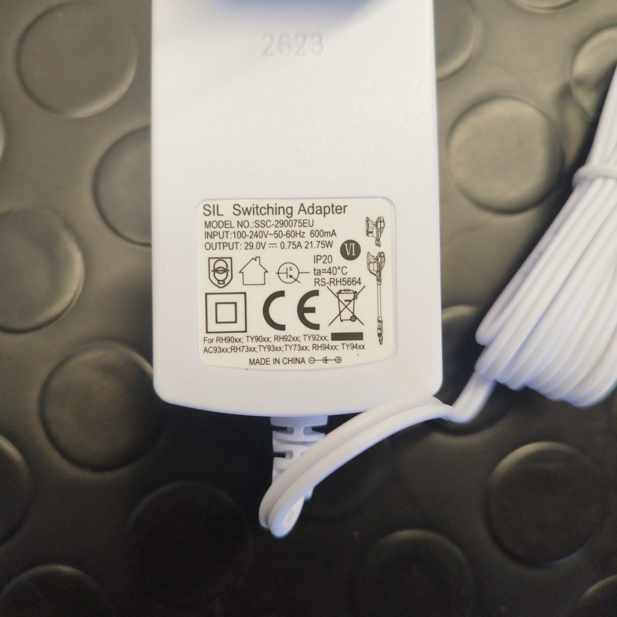 Air Force 360 ​​Rowenta Electric Broom Fuente de alimentación de la escoba